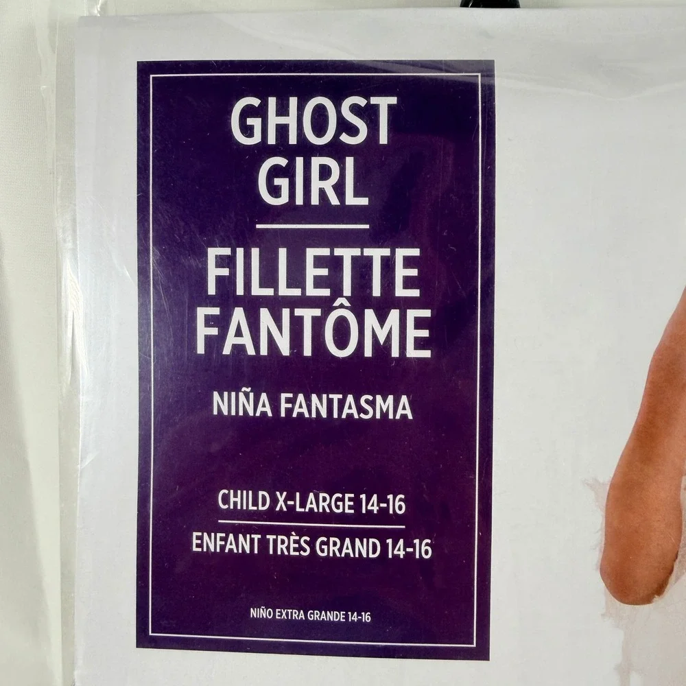 Amscan Ghost Girl Halloween Costume Hooded Dress Child Kids XL 14-16 NIP